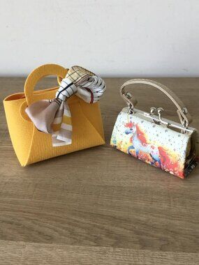 Set of Two (2) Adorable Mini Bags-Unicorn Kiss-lock and Yellow Felt w/Scarf NWOT